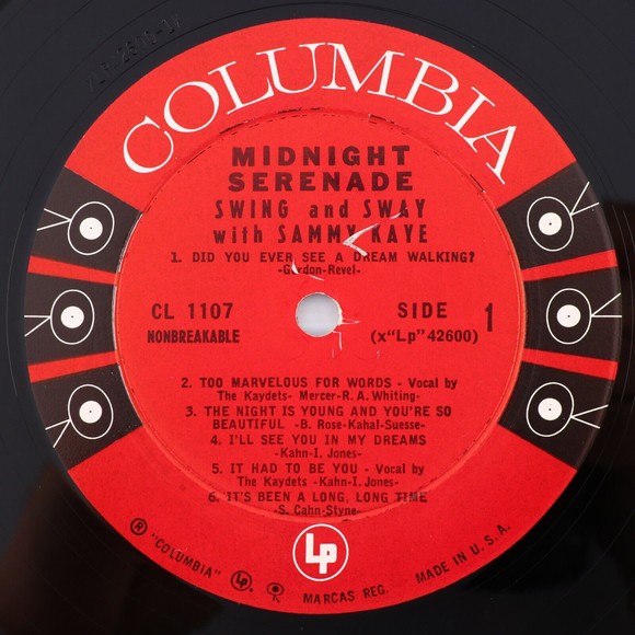 Swing & Sway With Sammy Kaye Midnight Serenade 1958 12" LP Record CL 1107 6-Eyed - Picture 7 of 15